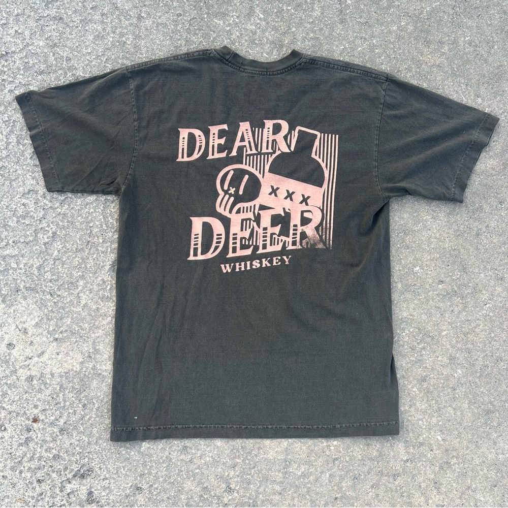 Dear Deer Pink and Grey Whiskey Graphic Tee - size Medium